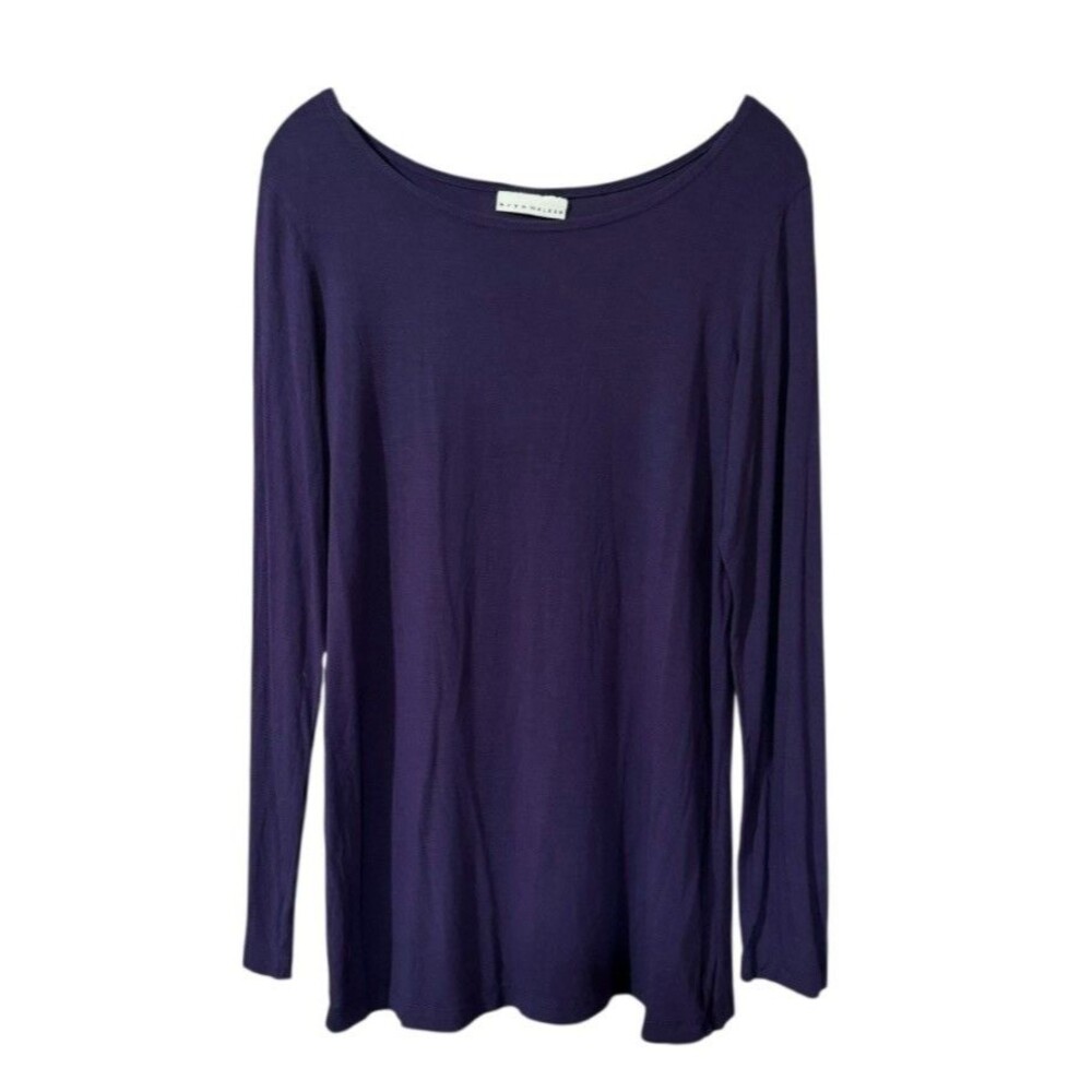 Bryn Walker L Purple Long Sleeve Ballet Neck Micromodal Soft Layering Tee Top